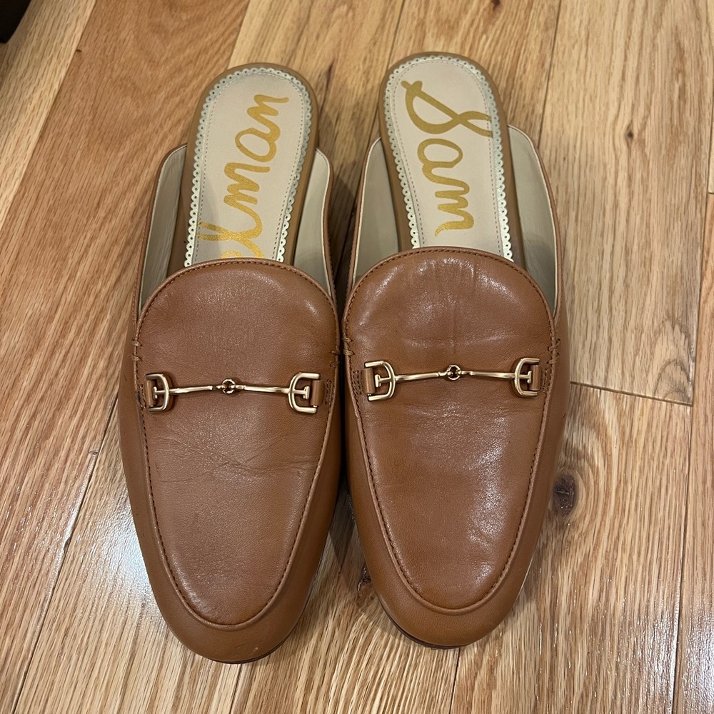 Sam Edelman Brown Leather Loafers with Horsebit Detail
